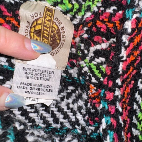 Earth Ragz Baja Mexican Blanket Pullover Poncho Hooded Sweater - Size Small - Picture 8 of 8